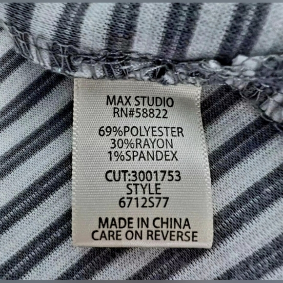 MAX STUDIO 3/4 BELL SLEEVE PULLOVER TOP GRAY/WHITE STRIPE WOMEN'S SZ. SM - Picture 9 of 9